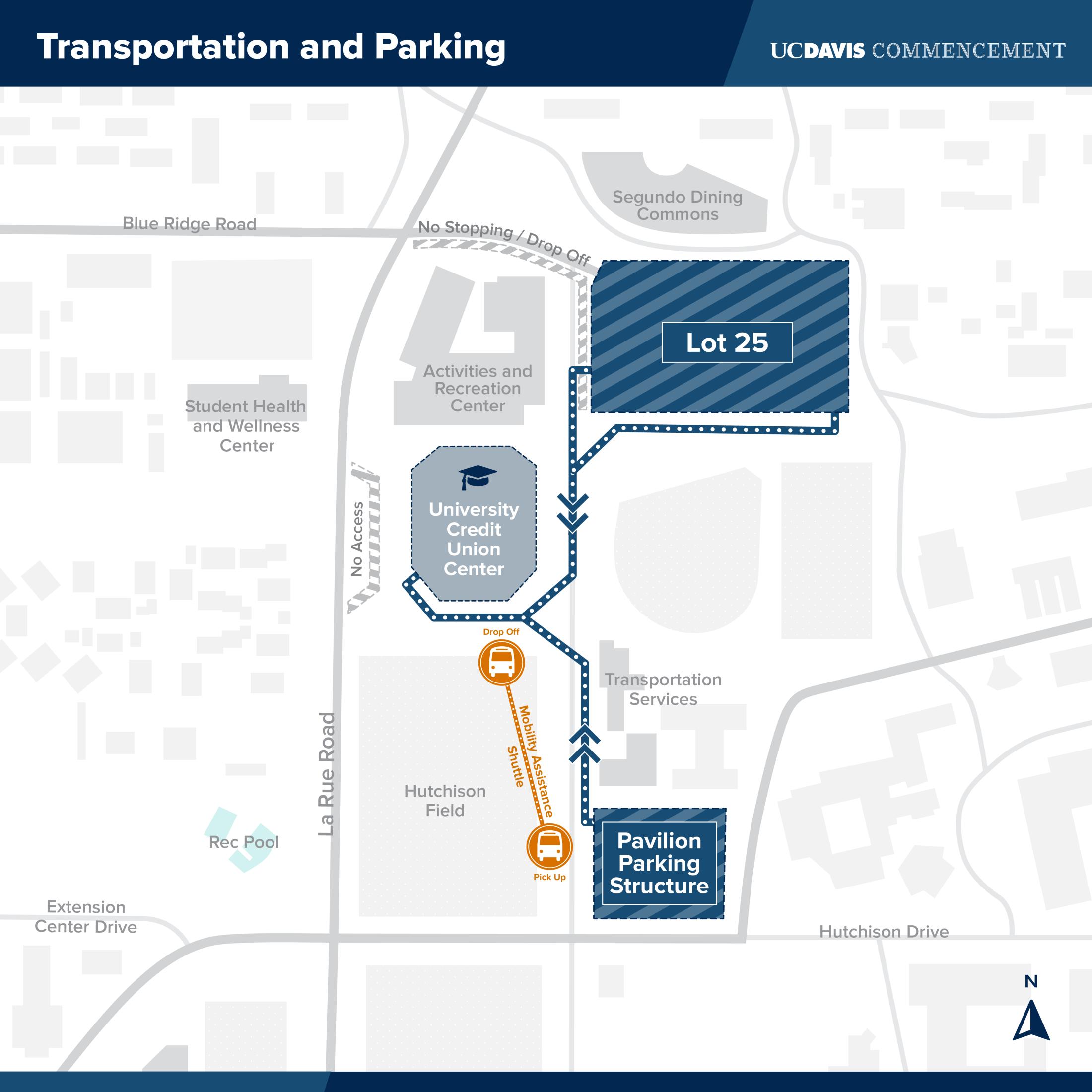 Commencement Parking and Transportation Map