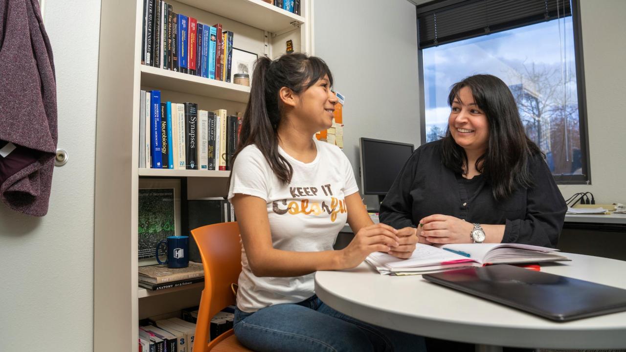 Maribel Anguiano and her mentor, Dr. Floravante photographed on January 9, 2019 at the Center for Neuroscience in Davis, CA.