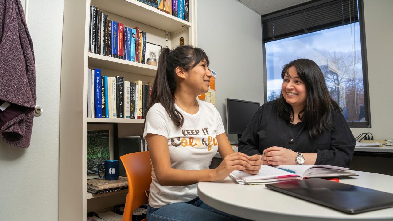 Maribel Anguiano and her mentor, Dr. Floravante photographed on January 9, 2019 at the Center for Neuroscience in Davis, CA.