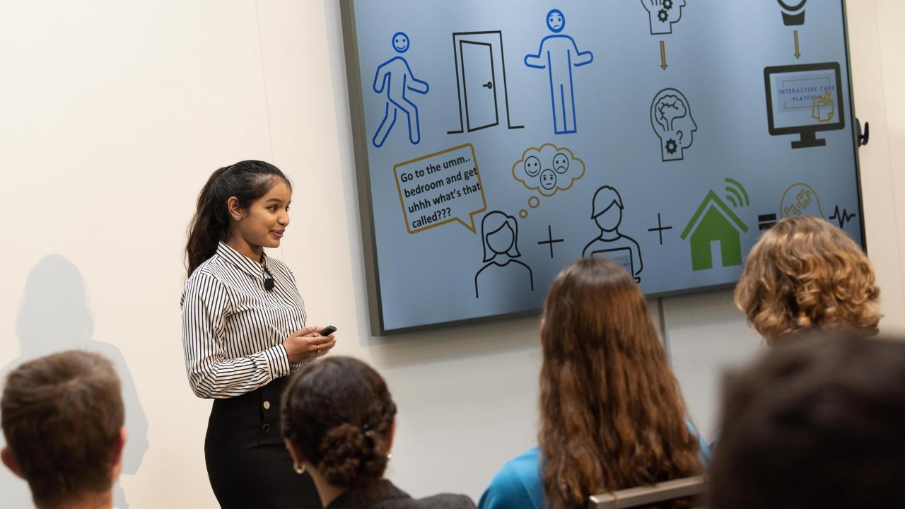 Sasha Neil Pimento presenting her research at 2024 UC Davis Grad Slam.