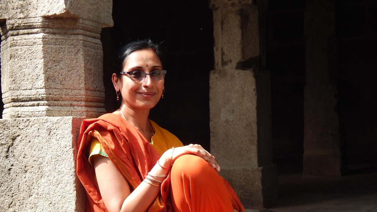 A picture of UC Davis Professor Archana Venkatesan while conducting field research.