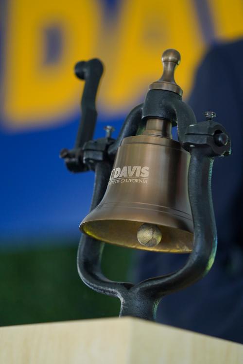 the newly gifted bell from Brian K. Sanders, Ed.D. ’14 that will be a permanent fixture inside the Graduate Center.