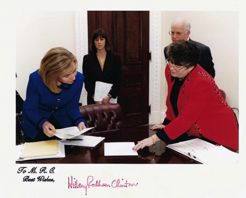 MRC with Hillary Clinton preparing for the Women in Science Reception