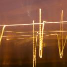 Blurry lights shaped in a heart monitor pattern