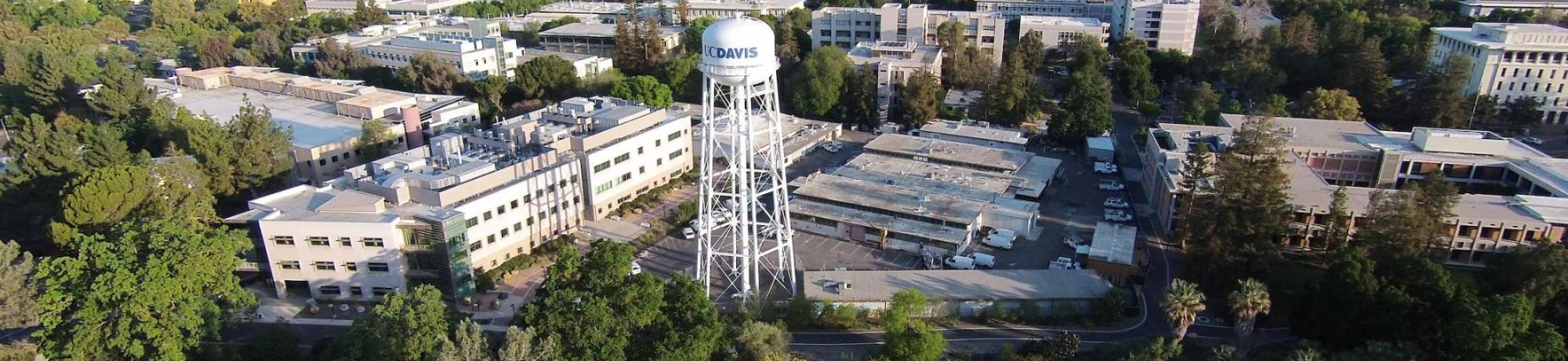 Aerial Shot of UC Davis Water Tower and Campus
