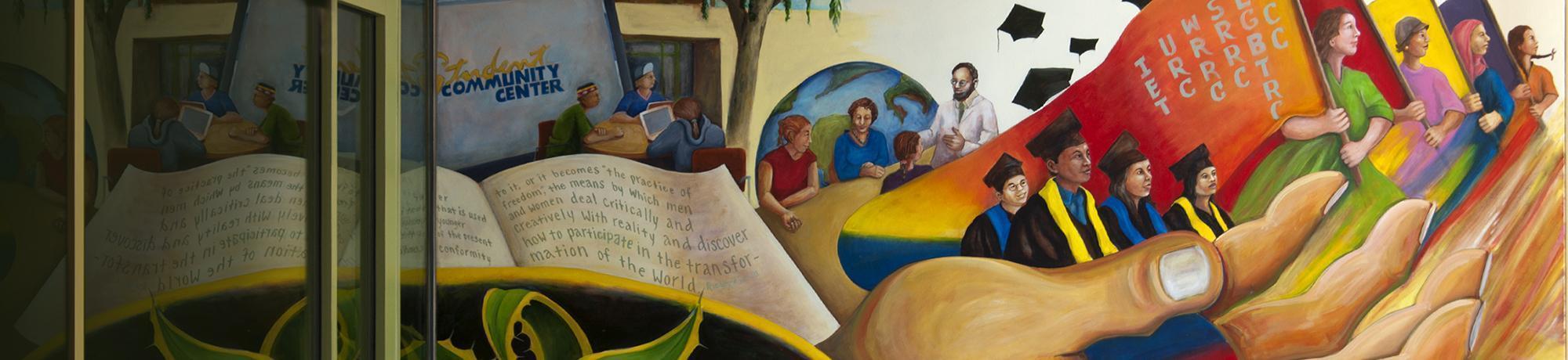 Colorful mural at the SCC
